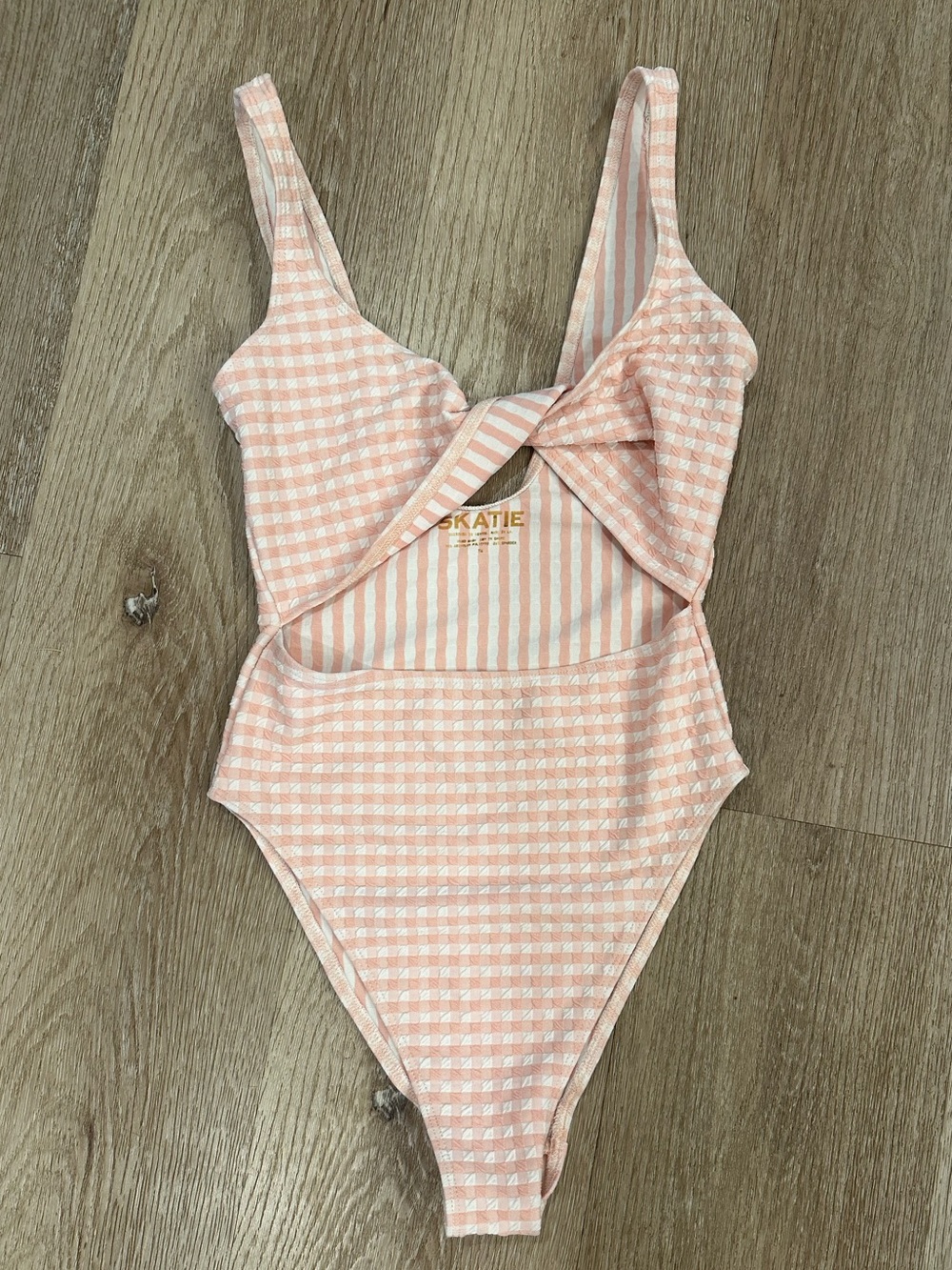 Skatie Pink White Gingham Resa One Piece Swimsuit Size XS small